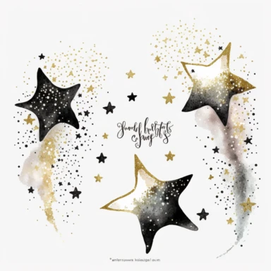 new years eve party, glitter, stars, watercolor, white background, clipart