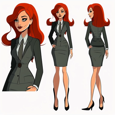 beautiful red head business woman full body clipart