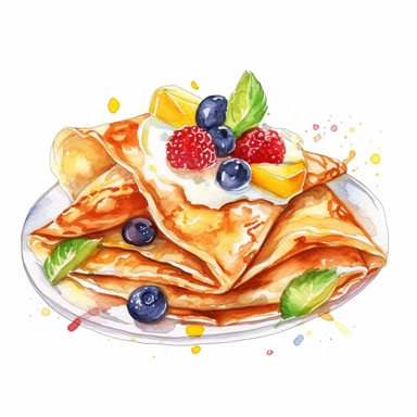 crepes watercolor clipart in white background