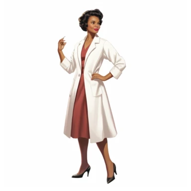 full profile arms and legs of Jane Cooke Wright, usa black woman in lab coat, American history, clipart