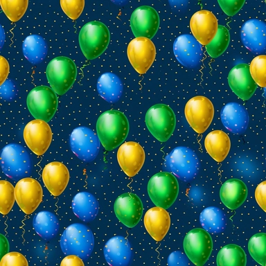 birthday balloons bright colors blue royal blue green gold high detail deep blue background clipart seamless tile
