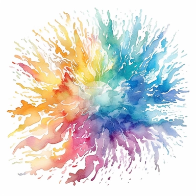 several high resolution watercolor clipart rainbow ocean sprays that are isolated on a white background — chaos 100