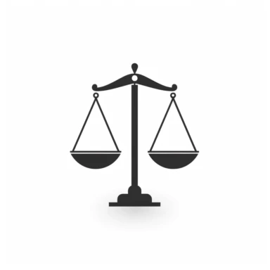 Scale of justice, simple clipart icon, minimalist, only black color, no shades, isolated white background, single design, 8k