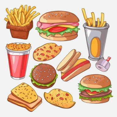 Fastfood clipart,Junk food clipart,single design,4k