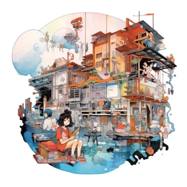 watercolor & Gouache painting, dreamy comic style, Premium clipart, clean line, on only white background, spaced out, Construct a generative art installation that uses algorithmic techniques to create an ever - changing display of comical manga panels, featuring iconic Japanese characters experiencing humorous and unexpected situations, Ragdoll cat wearing a beauty of Japan kimono. incredibly detailed, sharpen details, award winning picture, incredibly detailed, sharpen details, Color Grading, U