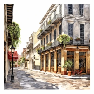 clipart The French Quarter, New Orleans, Los Angeles, America , interior design , photo realistic, white background