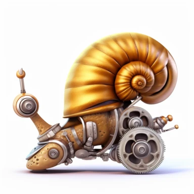 mechanical snail, vector free clipart illustration, in the style of unreal engine 5, 32k uhd, detailed features, white background