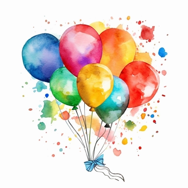 create a clipart of happy birthday banner, colorful, vibrant, bright, happy, rainbow colors, watercolor, celebration, minimal, against a white background