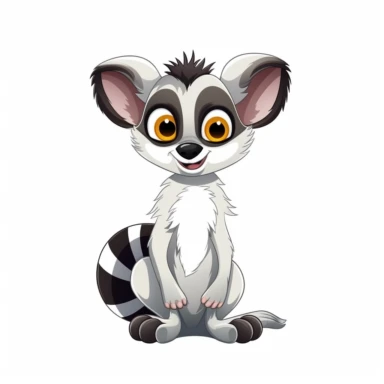 friendly cartoon lemur modern clipart vector, white background, no outline