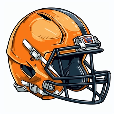clipart of a orange football helmet, illustration, style of takeshi obata