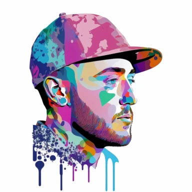 Mac Miller rap artist clipart colorful contour white background contour png