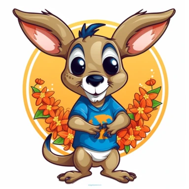 cartoon cute funny reverent Kangaroo clip art tattoo imag