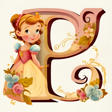 cute clipart for childrens book letter P happy disney princess theme