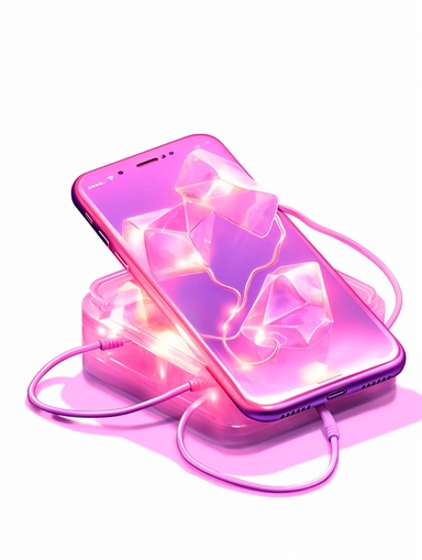 aesthetic, glowy, cellphone, clipart, white background, pink