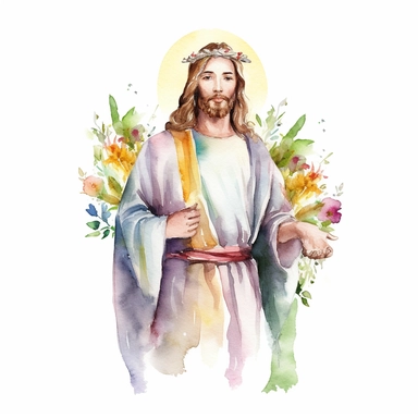 easter jesus watercolor clipart, single design, 8k