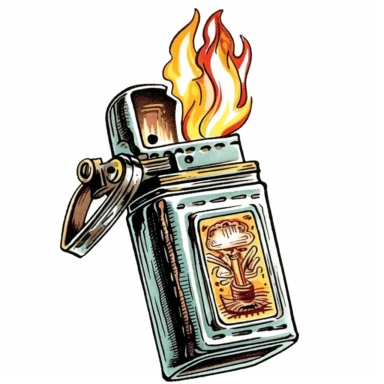 clipart vintage western pastel lighter with flames coming out of it