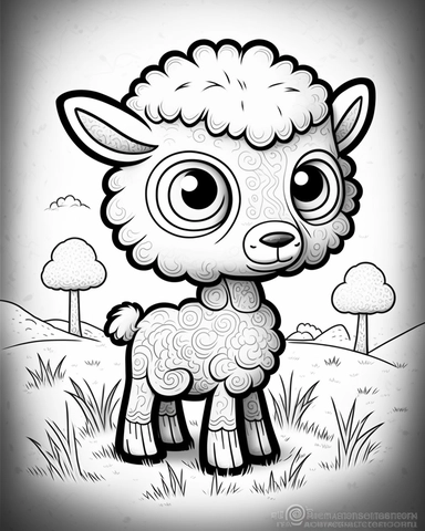 cute sheep in pasture for children’s coloring book, cartoon style, thick lines, no shading assasinmonkey, duplicate faces, blurry, drawing, cartoon, illustration, painting, concept art, cgi, unreal, anime, black&white, b&w, picture frame, deformed, bad anatomy, disfigured, poorly drawn face, mutation, mutated, extra limb, poorly drawn hands, done by bad-artist, ugly, dazed, 3D render, 3D game, 3D game scene, 3D character, mosaic, painting, digital art, anime, doll, toy, photoshop, video game, su