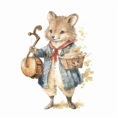 a Cute Happy Hedgehog in the style of Watercolor Kate Greenaway Clipart, White Background