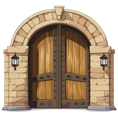 big gate door, clipart illustration