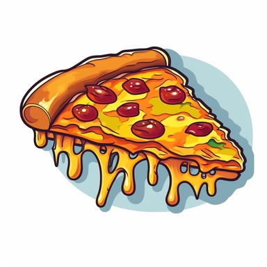 slice of pizza melting, graphic novel, underground comix, soft colored, clip art, diecut sticker –v 4 –upbeta –q 2 –v 5 –s 750