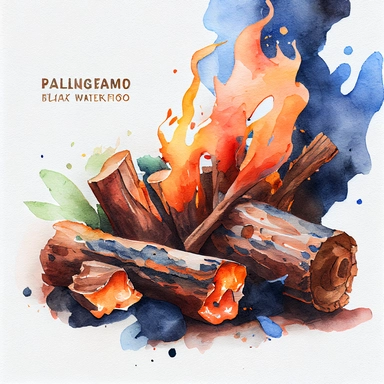 burning firewood Watercolor Clipart, details