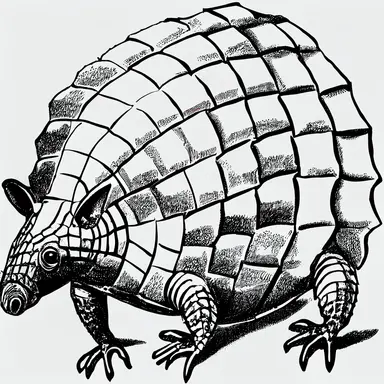 armadillo, easy to draw, black and white only, incredibly basic, clipart, clip art, no color, no shading, few lines, very simple