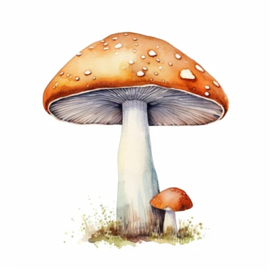 clipart, white background, watercolour, 2d illustration, no shadow, vintage mushroom, mushroom should be looking interesting like the colours or the shape