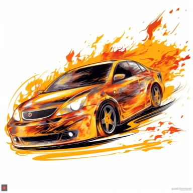 clipart voiture flammes vitesse