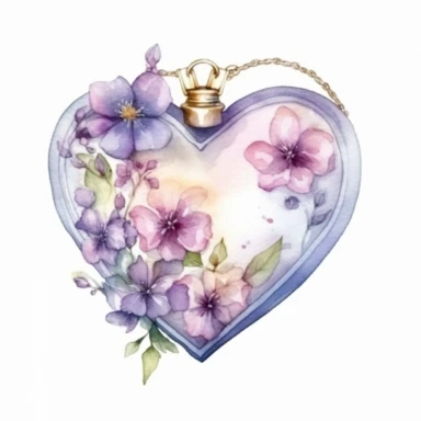 Fairy Floral Locket Heart Watercolor CLipart,Isolated,White Background