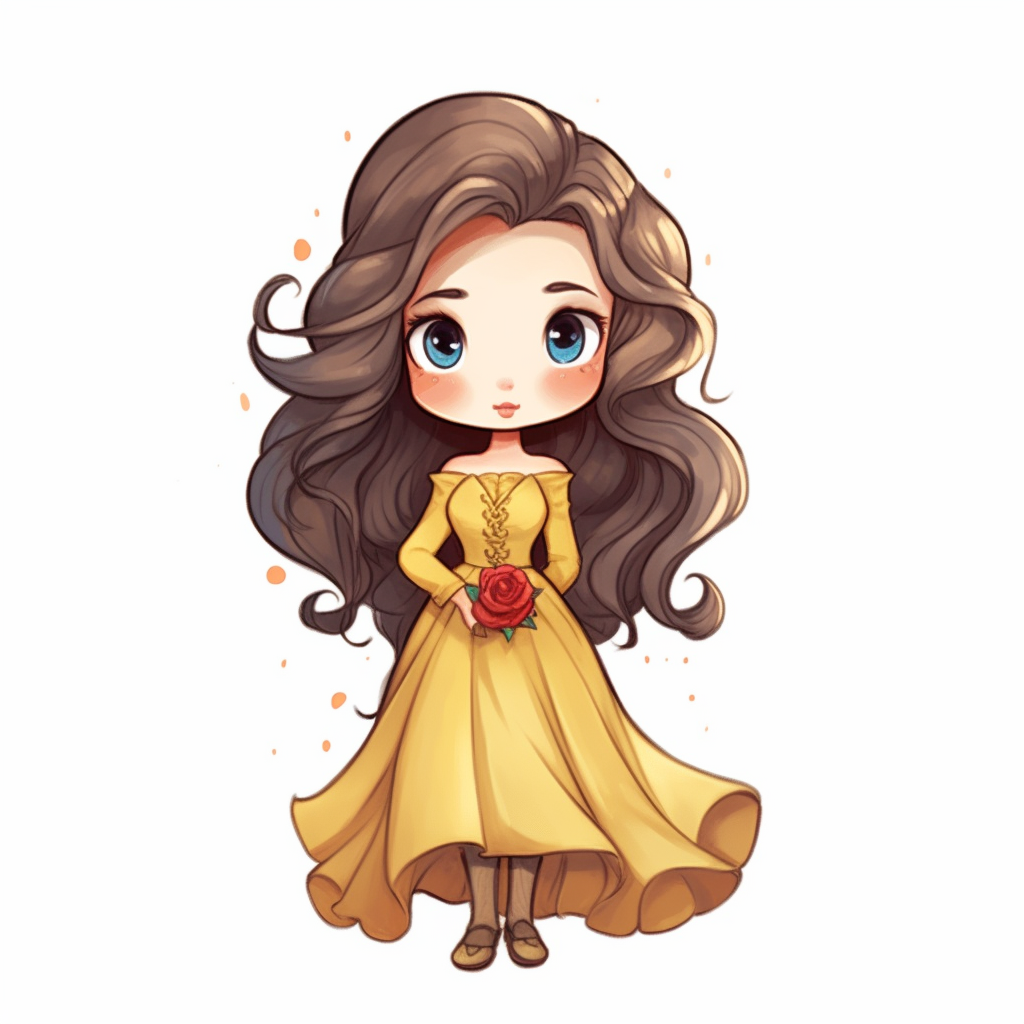 Belle from Beauty and the beast chibi cartoon, full body with legs ...