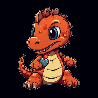 cute cartoon dinosaur clipart, black background,--no cut off edges
