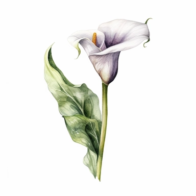 Calla Lily flower, water color style, clipart, white background