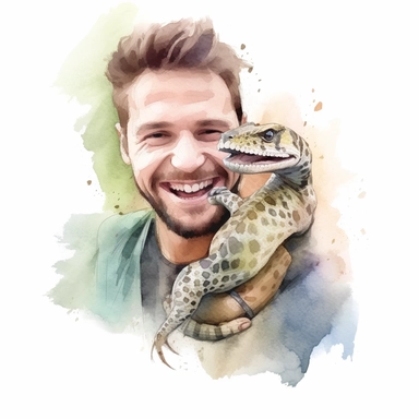 Adorable pet Rattlesnake having happy moment with it's human owner, water color style, clipart, white background