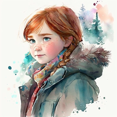 watercolor clipart of Anna from the movie Frozen