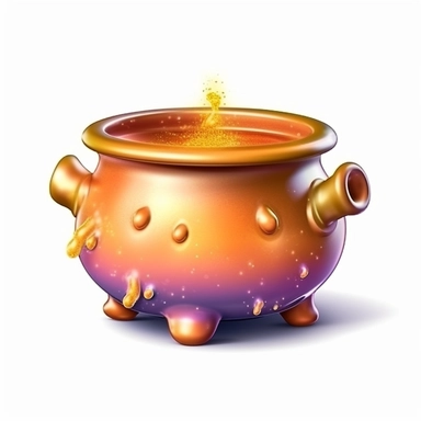 cute semi-realistic 3d wizard's magic cauldron clipart, isolated on white background