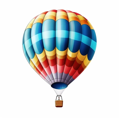 Hot Air Balloon realistic Clipart, White Background