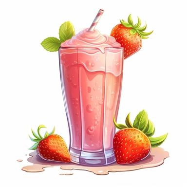 one clipart Strawberry smoothie on a white background, in the style of wlop, southern countryside, collage-oriented, sterling silver highlights, colorful caricature, emotionally-charged brushstrokes, hyper-realistic animal illustrations, no watermark, text, words, paintbrush, 300 DPI, typography, the images do not stick together, no text in the picture