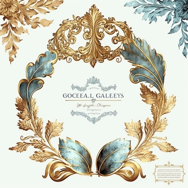 gold leaf baroque frames watercolor clipart