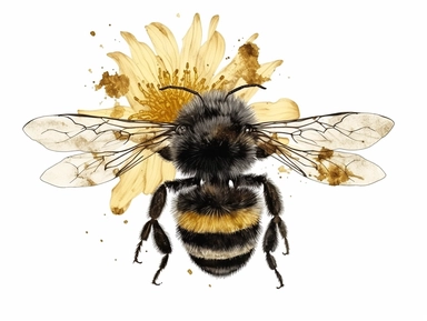 vintage pressed flowers, on a bumblebee , for a T-shirt graphic, minimalist, white background with margins, clipart style