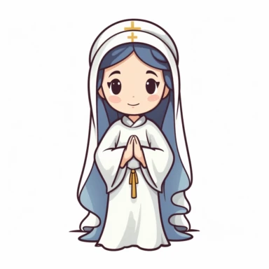 adorable simple holy mary clipart, white background