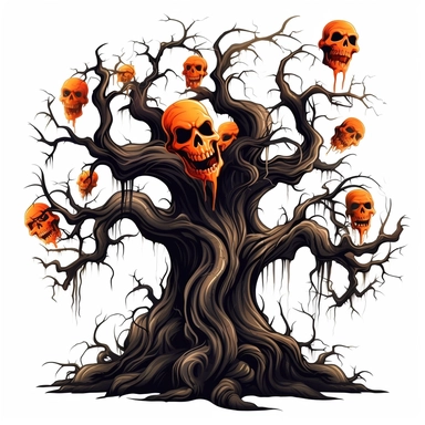 Spooky Tree Halloween Clipart on a white background