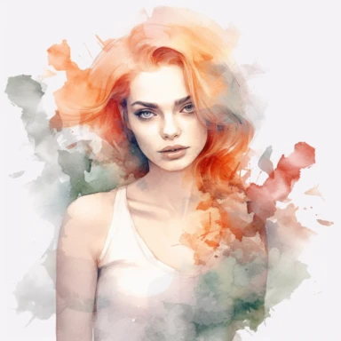 Watercolour clipart of a beautiful woman , separate elements , vintage effect, high quality, soft and muted colours, 8k ar 2:3