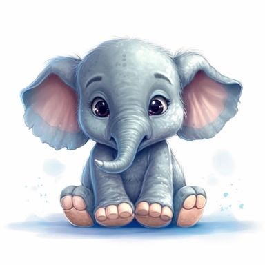 baby elephant cute clipart, elephant art, elephant clipart, elephant images, cute elephant, cute animal clipart, fantasy clipart, isolated on white background, no text, hdr, 8k