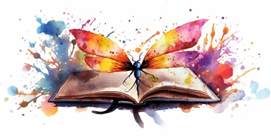 Adorable open watercolour book, cute dragon flies flying out, vivid colours, ornamental watercolor clipart, white background, I can’t believe how beautiful this is