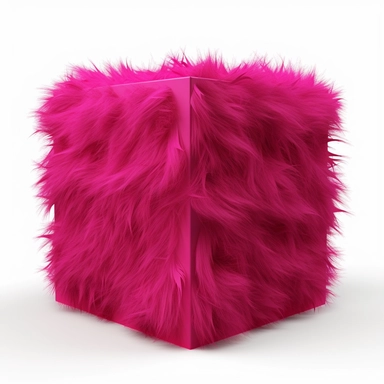 3d furry cube viva magenta, clipart, white background