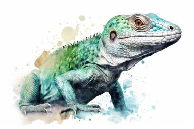 Watercolor, Emerald Tree Monitor Reptile, clipart, hd, on a white background, spaced out