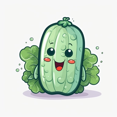 cute Cucumber, happy and smiling, bold line, clipart, sticker, white background, no shadow, 8k detail