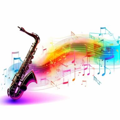 jazz instruments colorful sound waves laser outline clipart