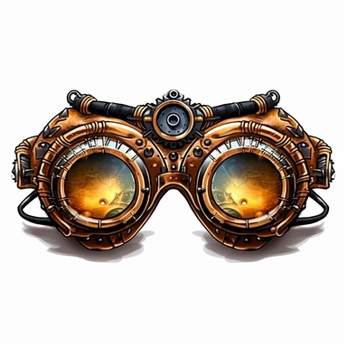 a single pair of eye glasses steampunk clipart on white background