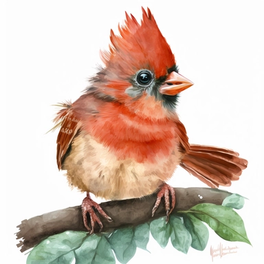 watercolor baby cardinal clipart cute